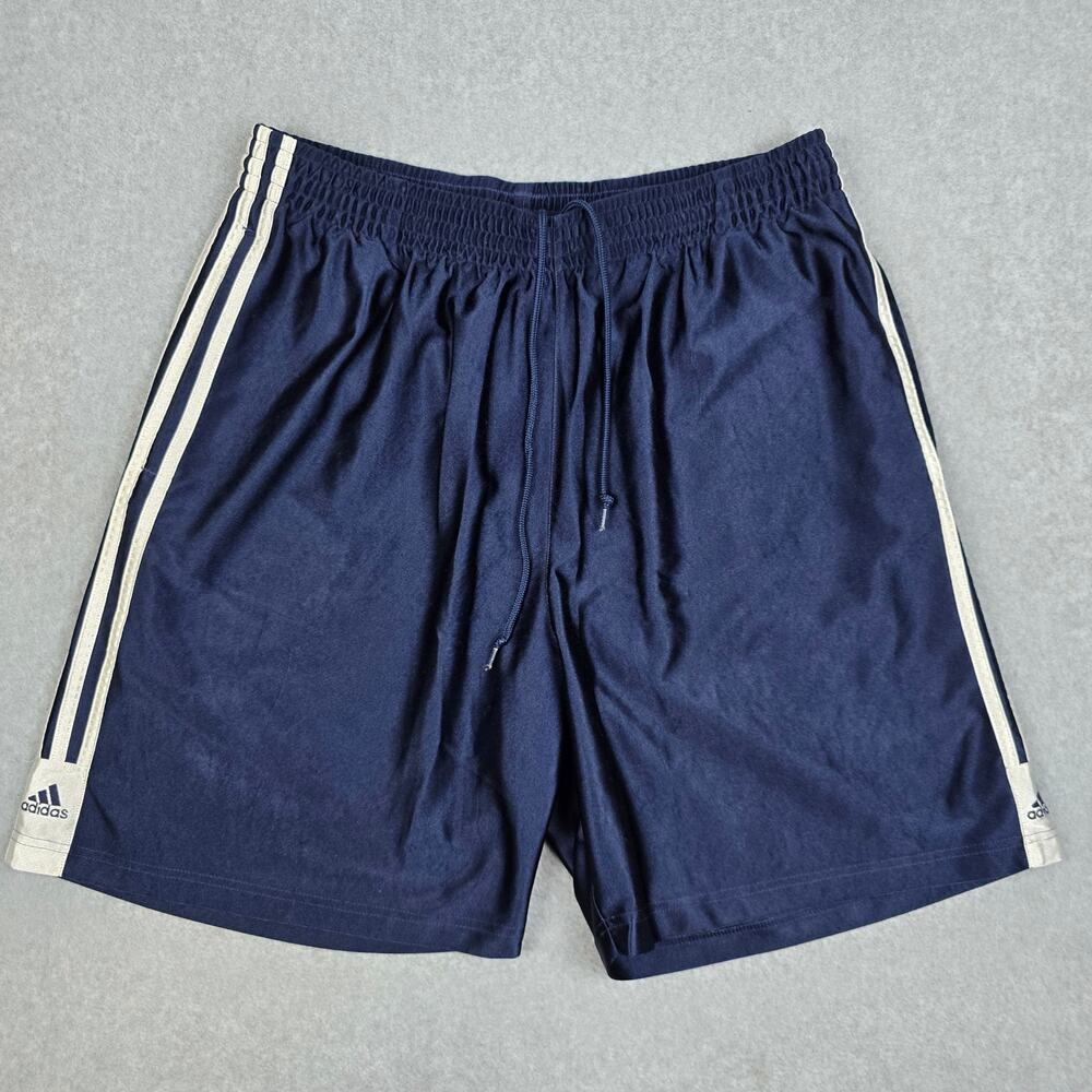 Vintage Adidas Mens XL Navy Basketball Shorts Elastic Waist Drawstring